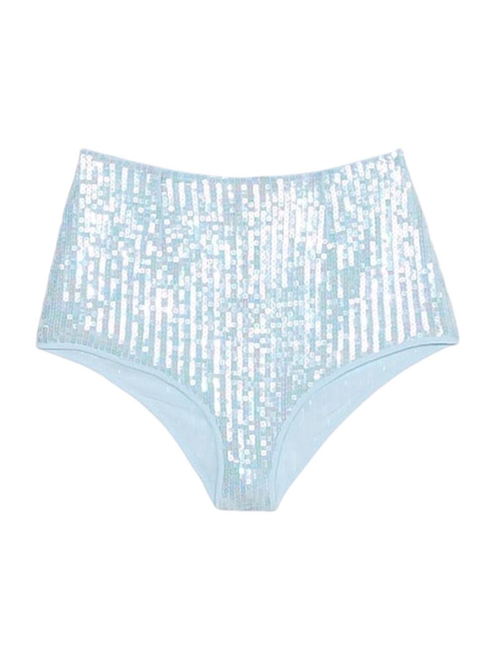 Victoria’s Secret Sequin Shimmer Blue High Waist Shorts Size Medium NWT